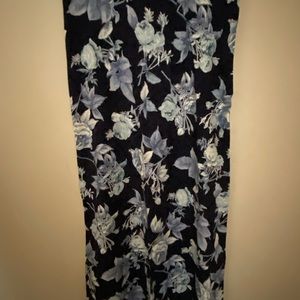 Blue and white flowered maxi skirt.
